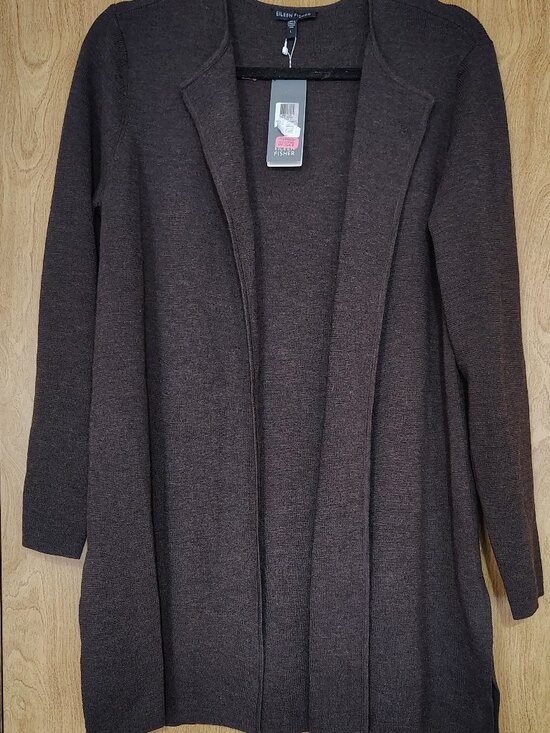 Eileen Fisher Sweaters - NWT$378 Eileen Fisher Peat Round-Nk Long Cardi-Duster L fit XL?Wool Crepe Jacket